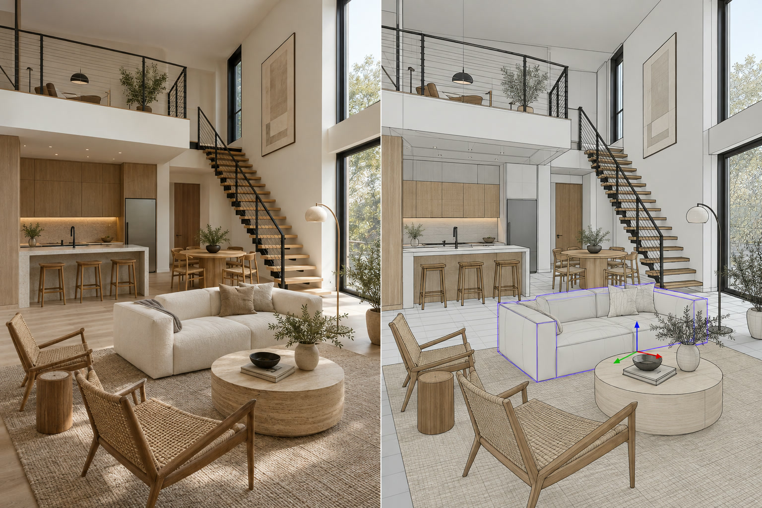 Interior image → 3D scene concept